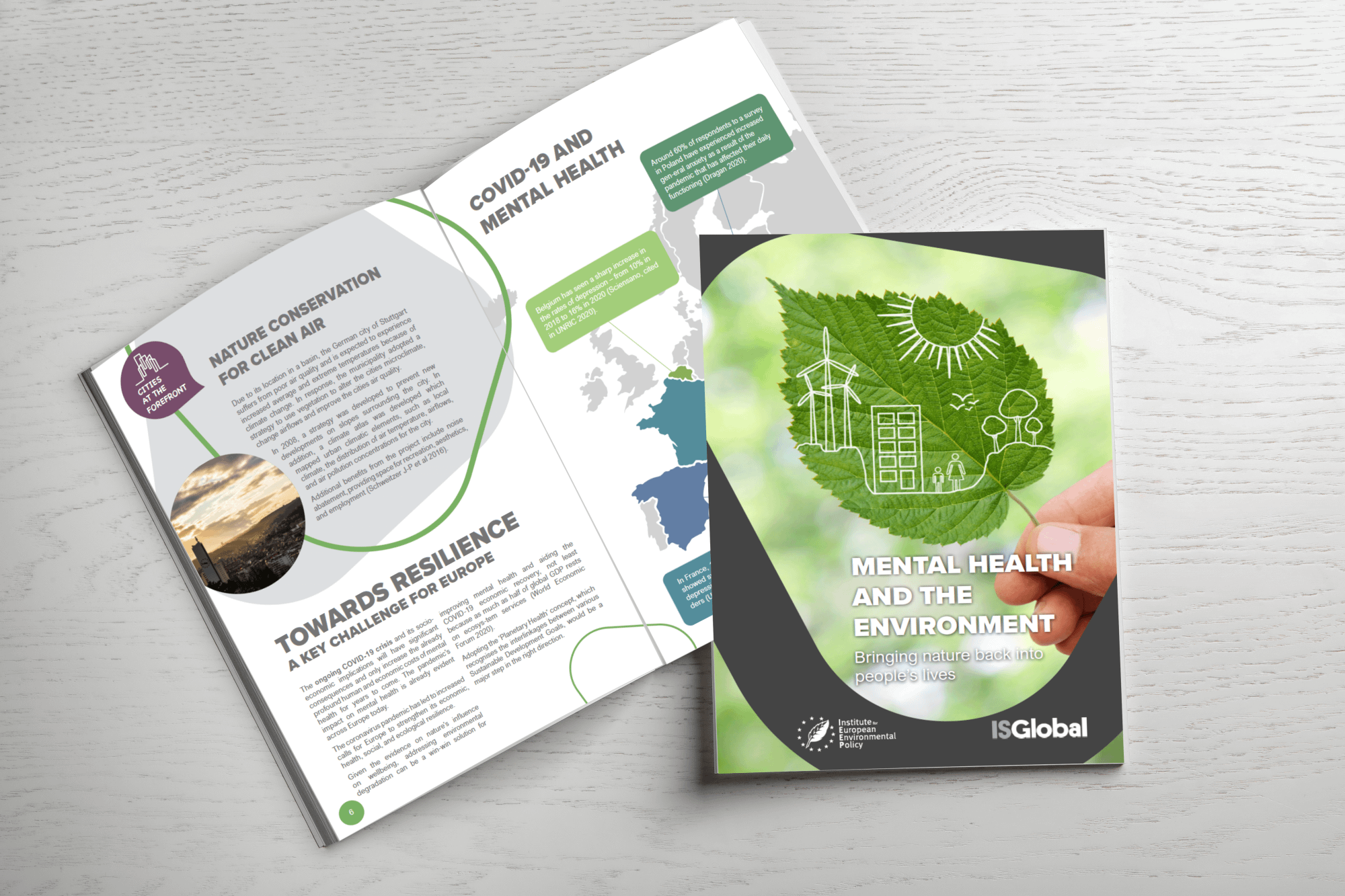 IEEP brochure on Mental health and the environment - designed by Fastlane